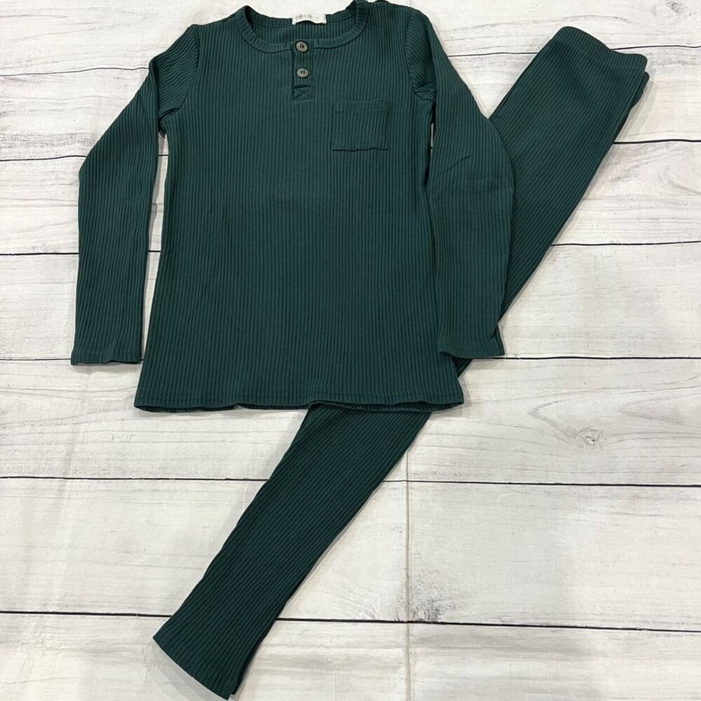 Coco Blanc Green Ribbed PJ's - Picture 2 of 11